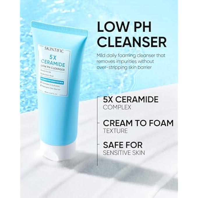 SKINTIFIC منظف وجه 5X سيراميد منخفض الرقم الهيدروجيني 80 جرام للعناية بالبشرة - Image 2